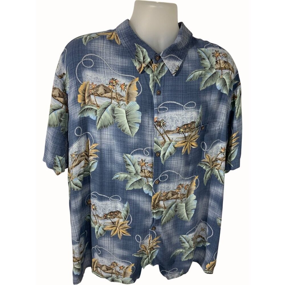Batick Bay Mens 3XB Short Sleeve Tropical Relaxed Casual Blue Hawaiian Shirt